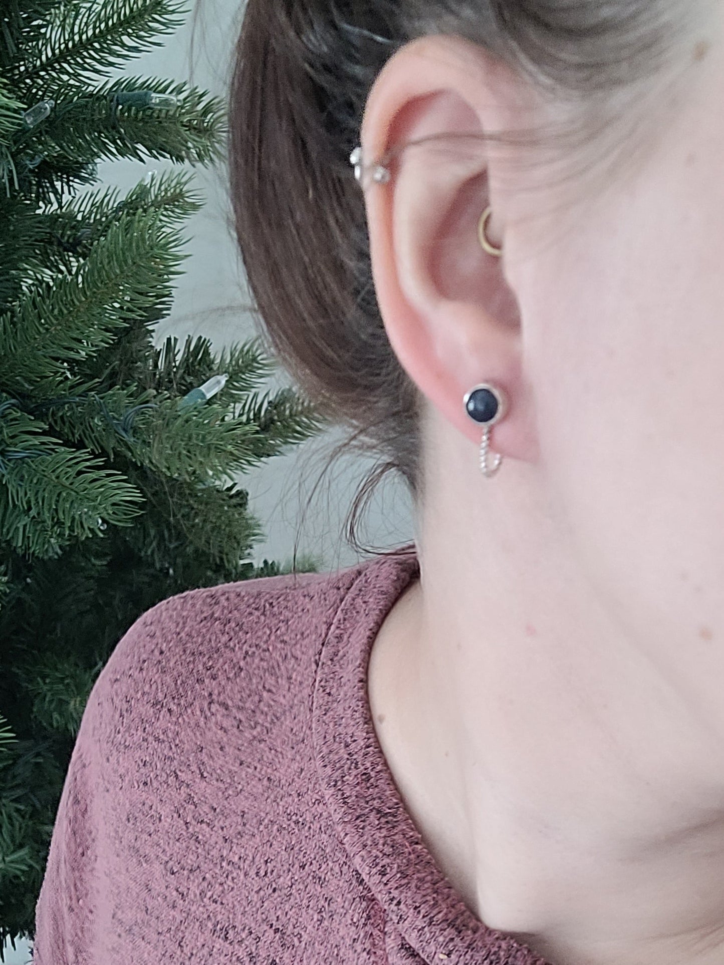 Blue sapphire stud hoops