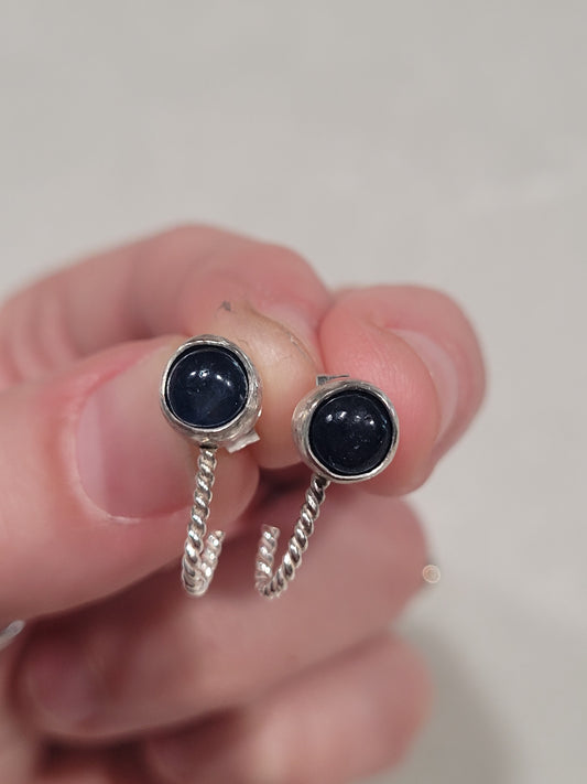 Blue sapphire stud hoops
