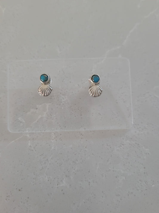 Copper Turquoise and Shell Studs