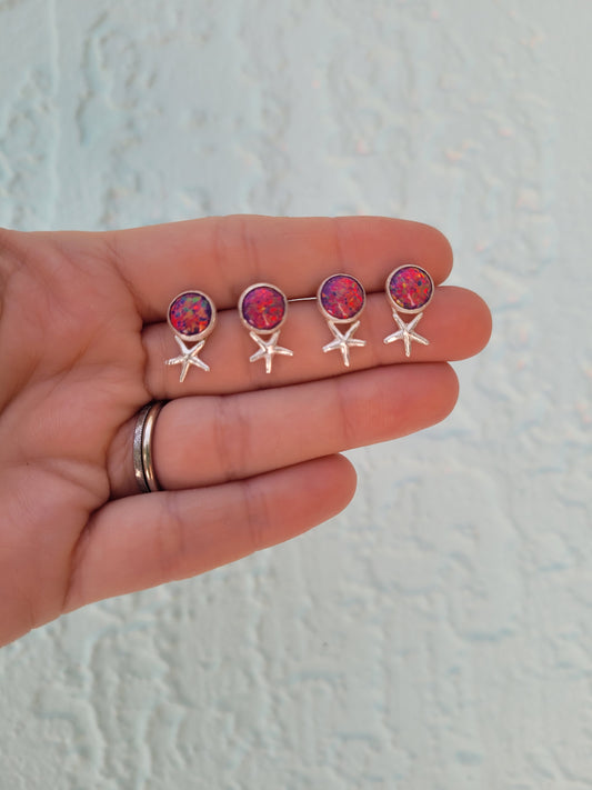 Starfish Studs with Opal