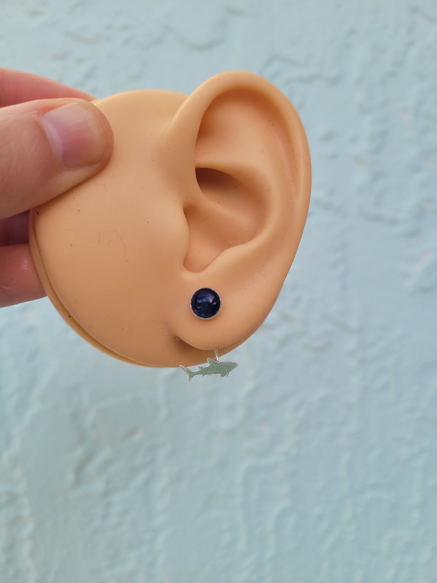 Sapphire Studs with Shark Ear Jacket