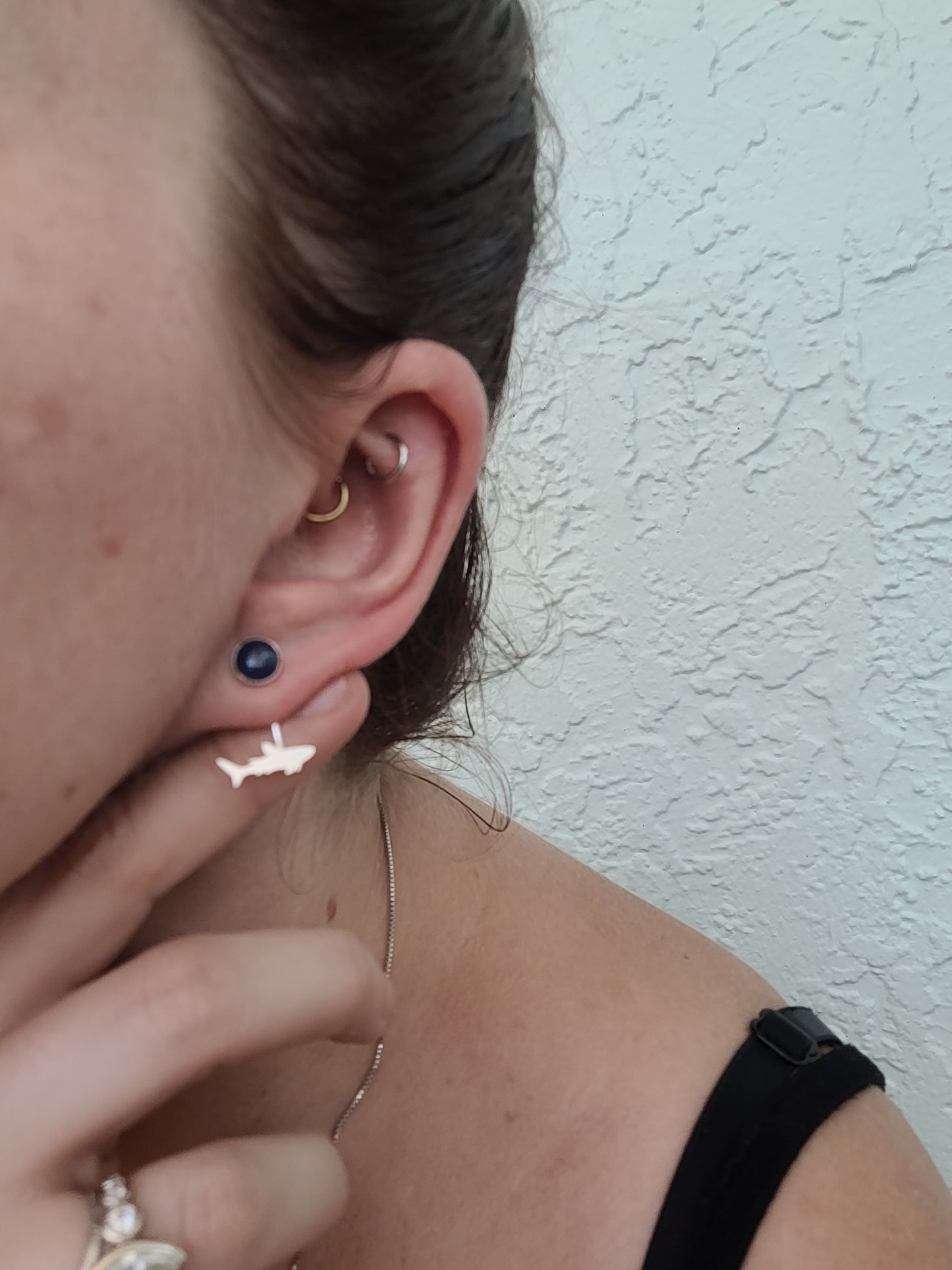 Sapphire Studs with Shark Ear Jacket